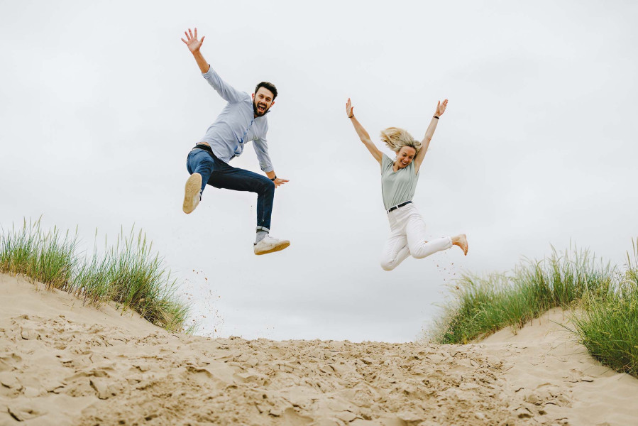 Dynamic action couple portrait