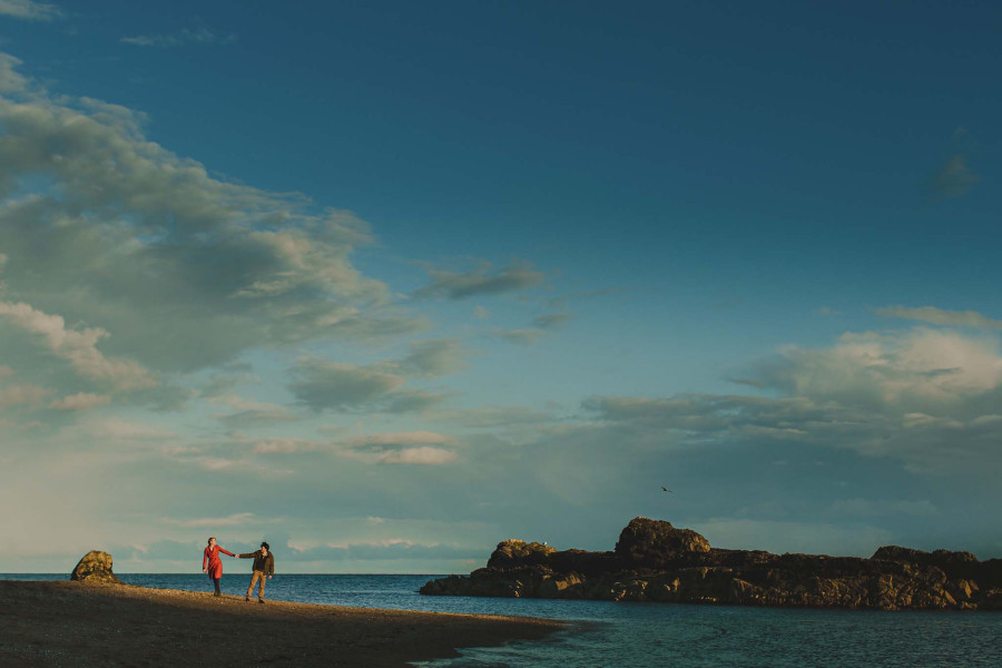 Epic seascape couples portrait Dorset