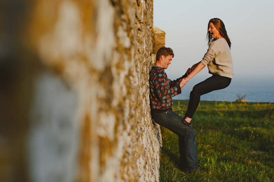 Fun relaxed couples portrait