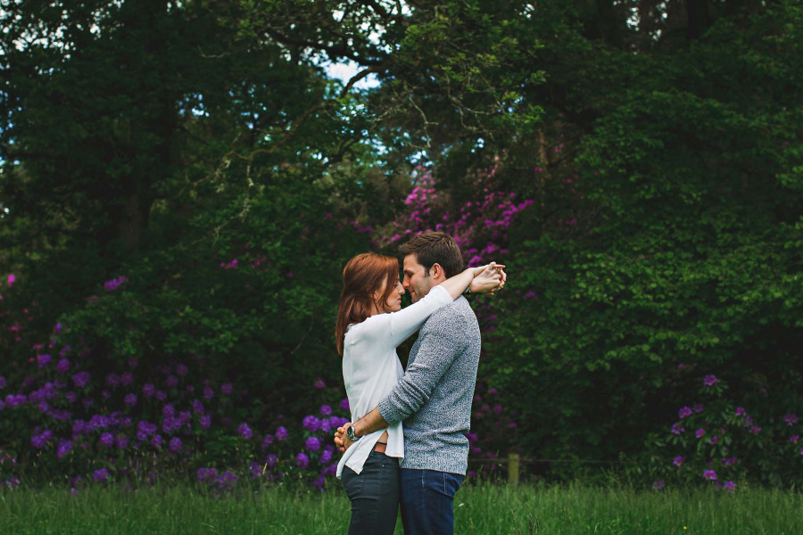 Home garden couples portrait