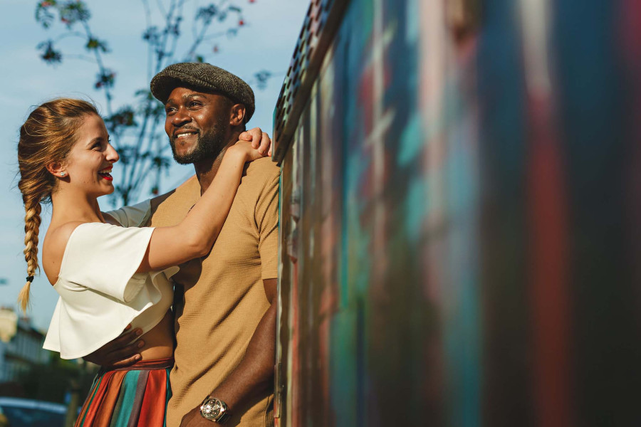 Relaxed couples shoot London