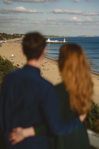 View over Bournemouth couple portrait