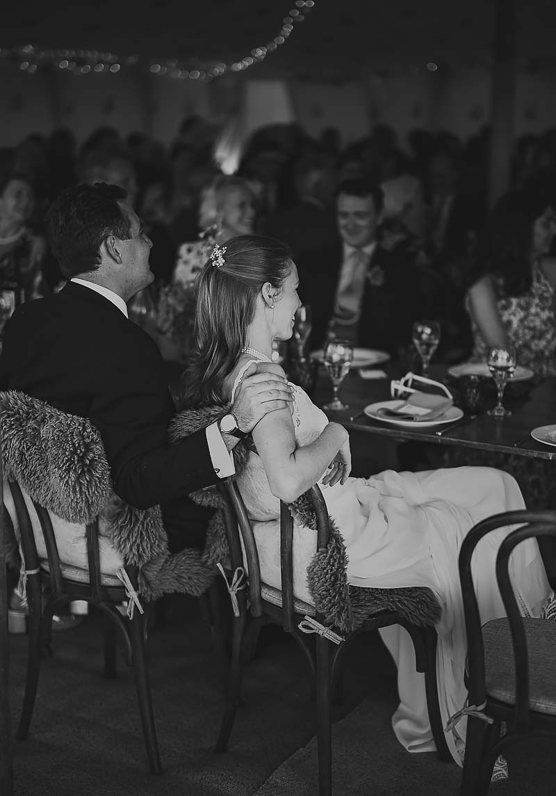 Bride and groom together during a wedding reception