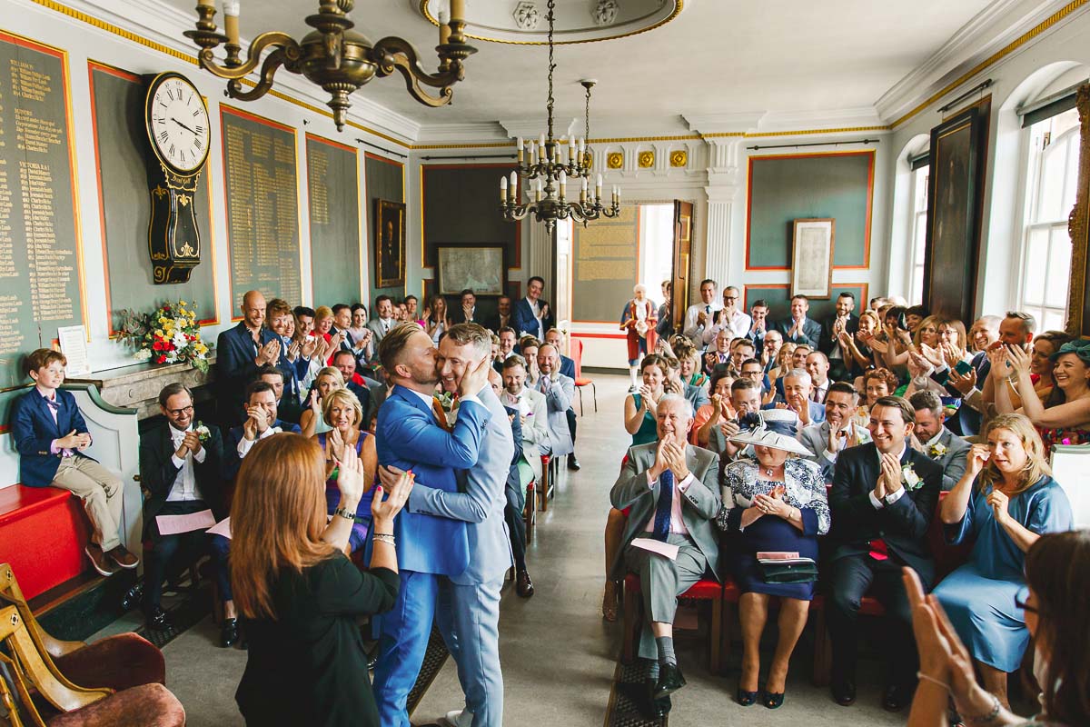 Emotional moment during a wedding ceremony in Dorset
