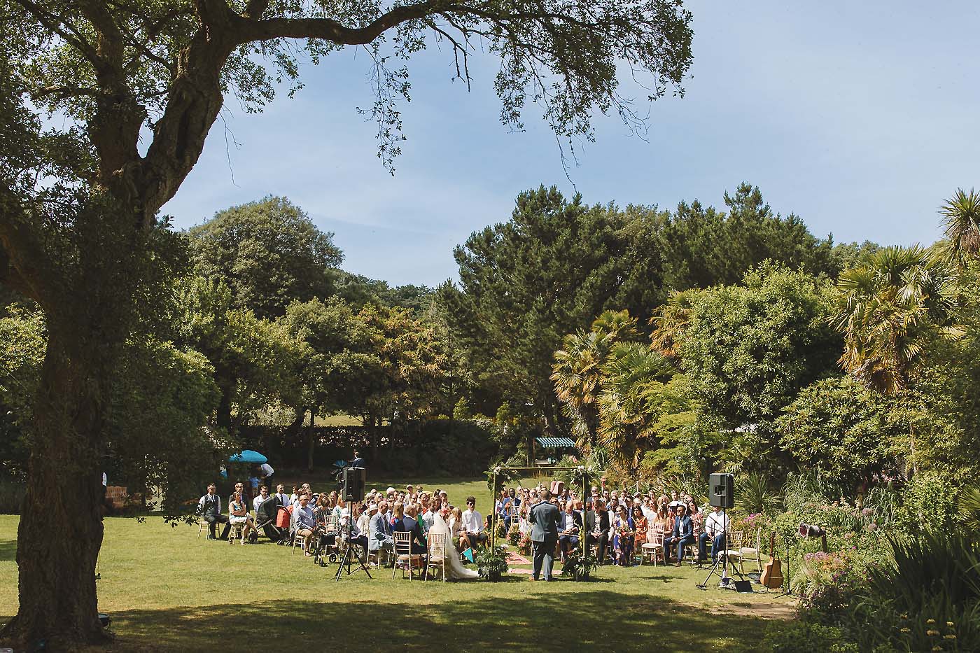 Abbotsbury Subtropical Gardens outdoor wedding ceremony by Dorset wedding photographer