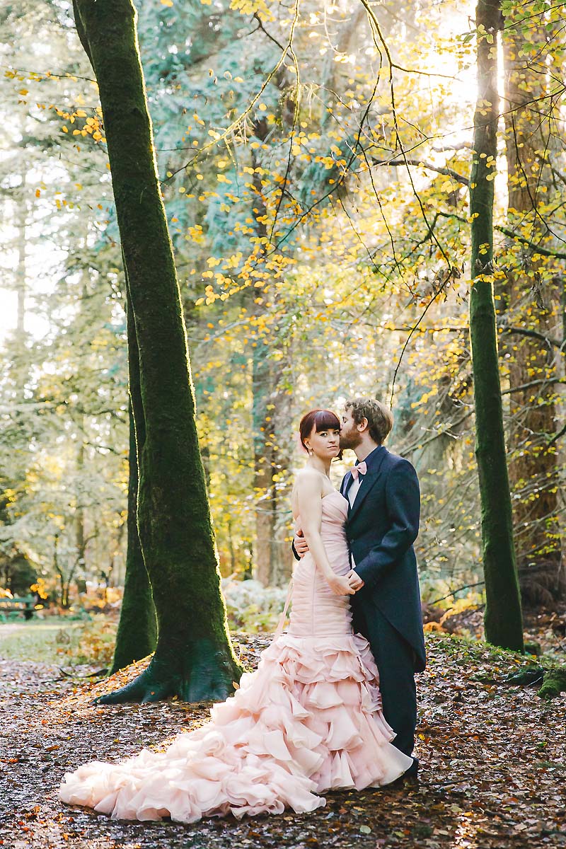 Alternative wedding dress - wedding portrait woodland