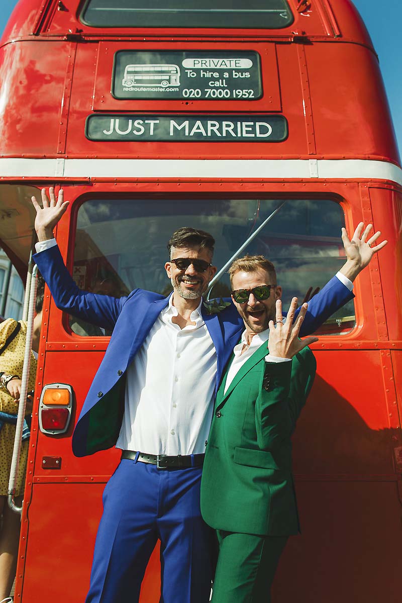 Portrait of grooms London gay wedding