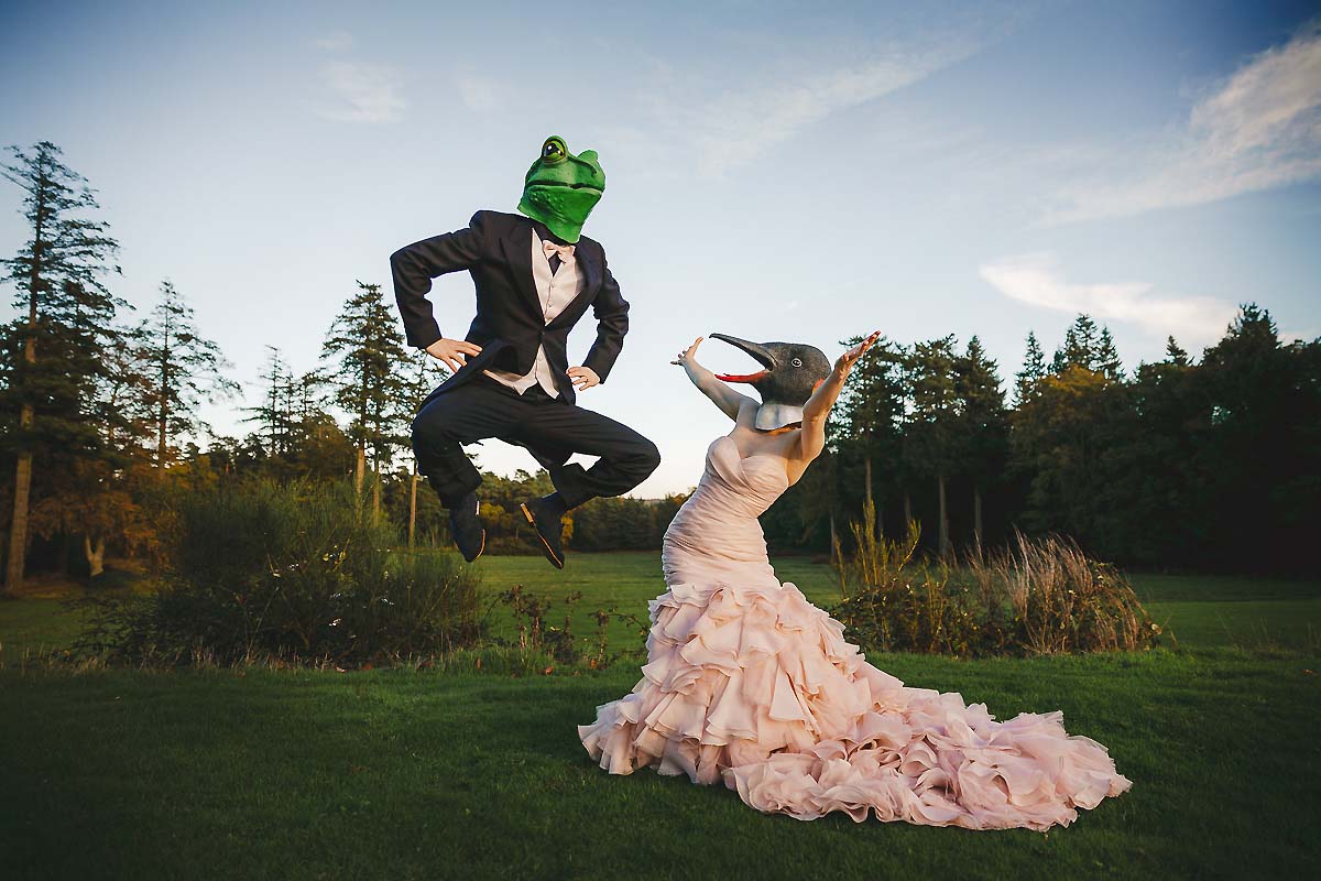 Quirky colourful wedding dress - Rhinefield House wedding photography