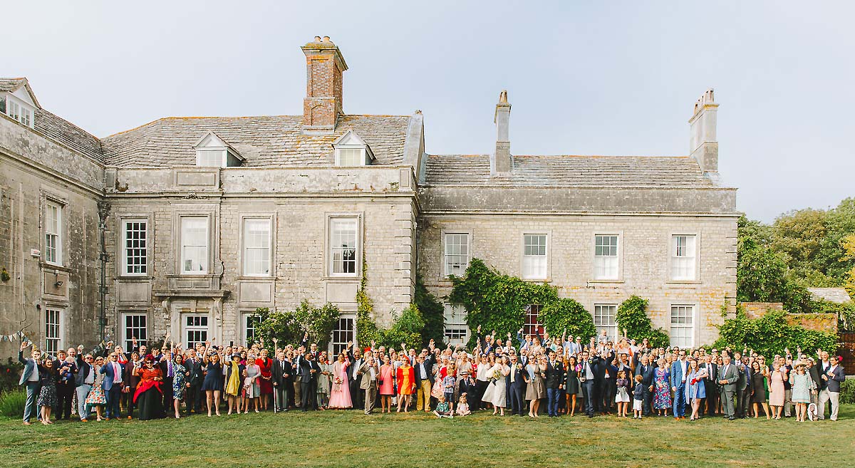 Smedmore House wedding - large group portrait taken in the walled garden