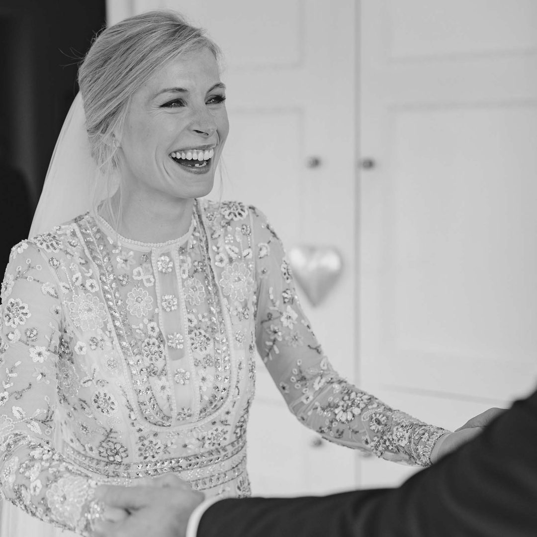 Faye and her dad share a joyful laugh after the emotional moment