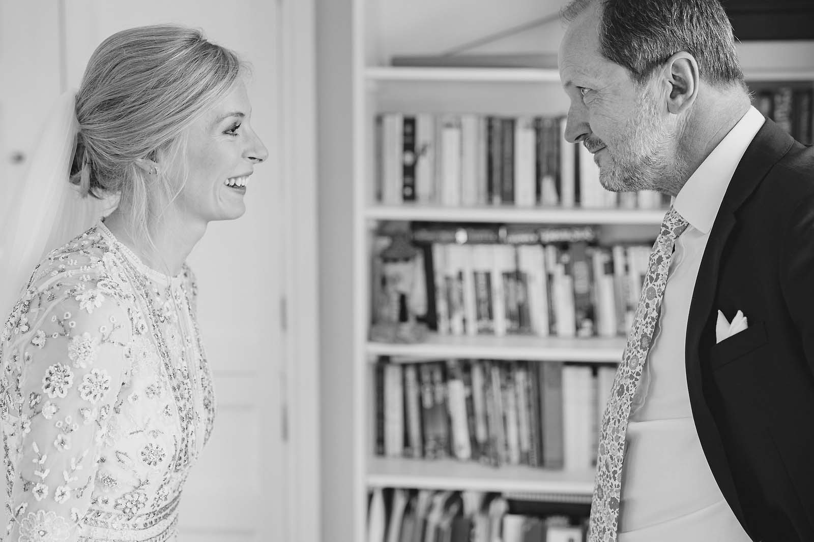 Tears and pride in a father’s eyes during the first look with his daughter in Dorset
