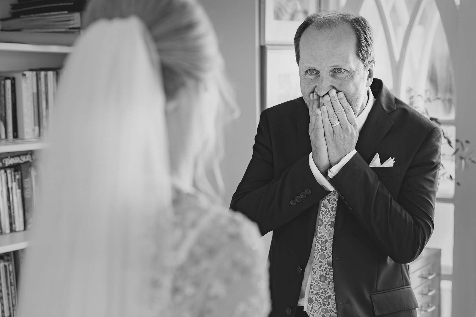 aye’s dad reacts emotionally as he sees her in her wedding dress - documentary wedding photography