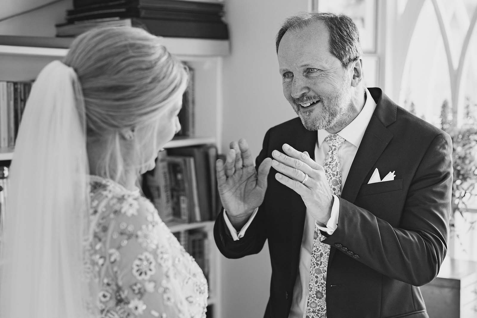 Fathers reaction, first look - Dorset wedding photography