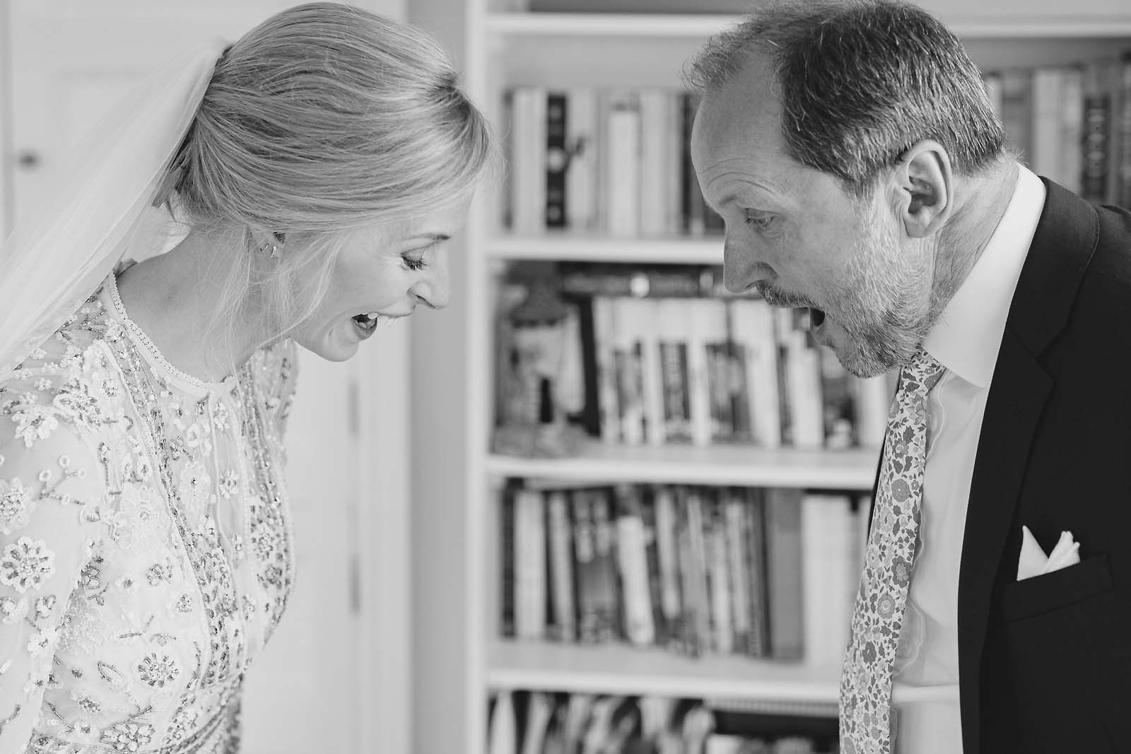 Faye and her dad share a joyful laugh after the emotional moment