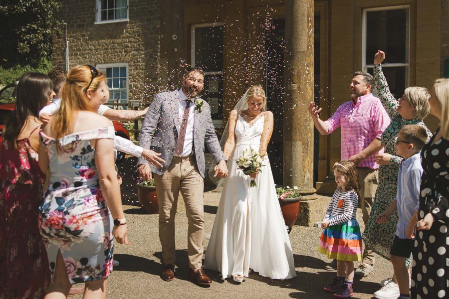 Confetti outside Dorset wedding at Register Office