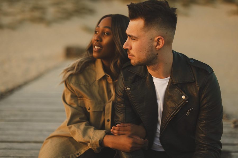 Pre wedding shoot portrait taken at sunset in Bournemouth