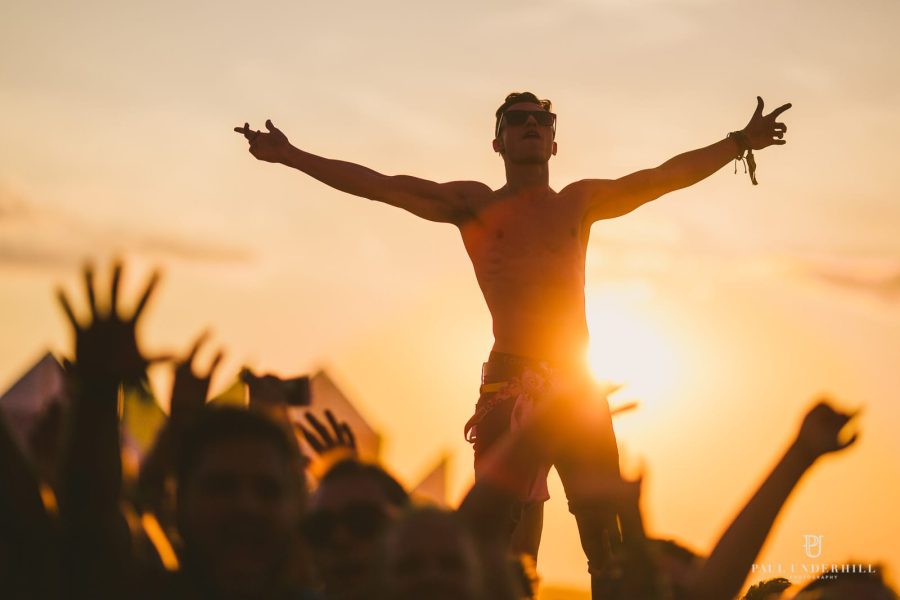 Sunset at music festival in UK