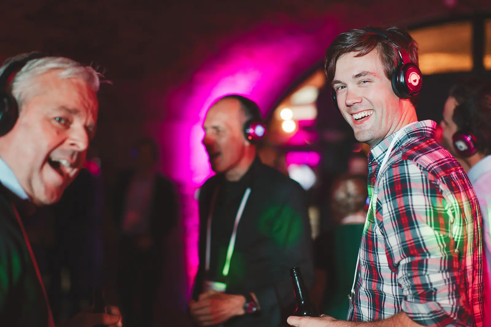 Conference delegates enjoying an evening networking event at Tobacco Dock in London