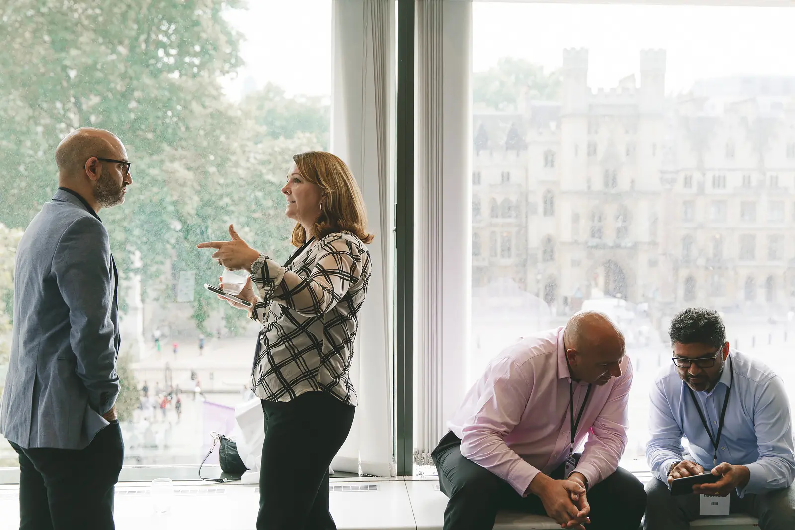 Conference delegates networking during a business event in London