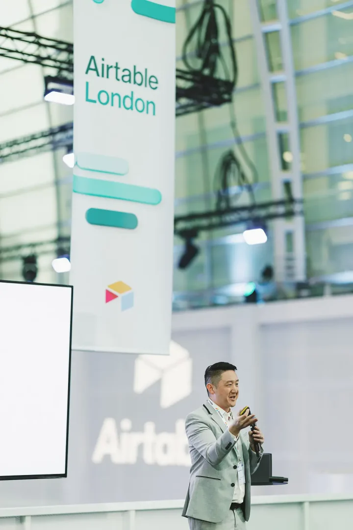 Conference speaker presenting at The Pelligon in Canary Wharf, London