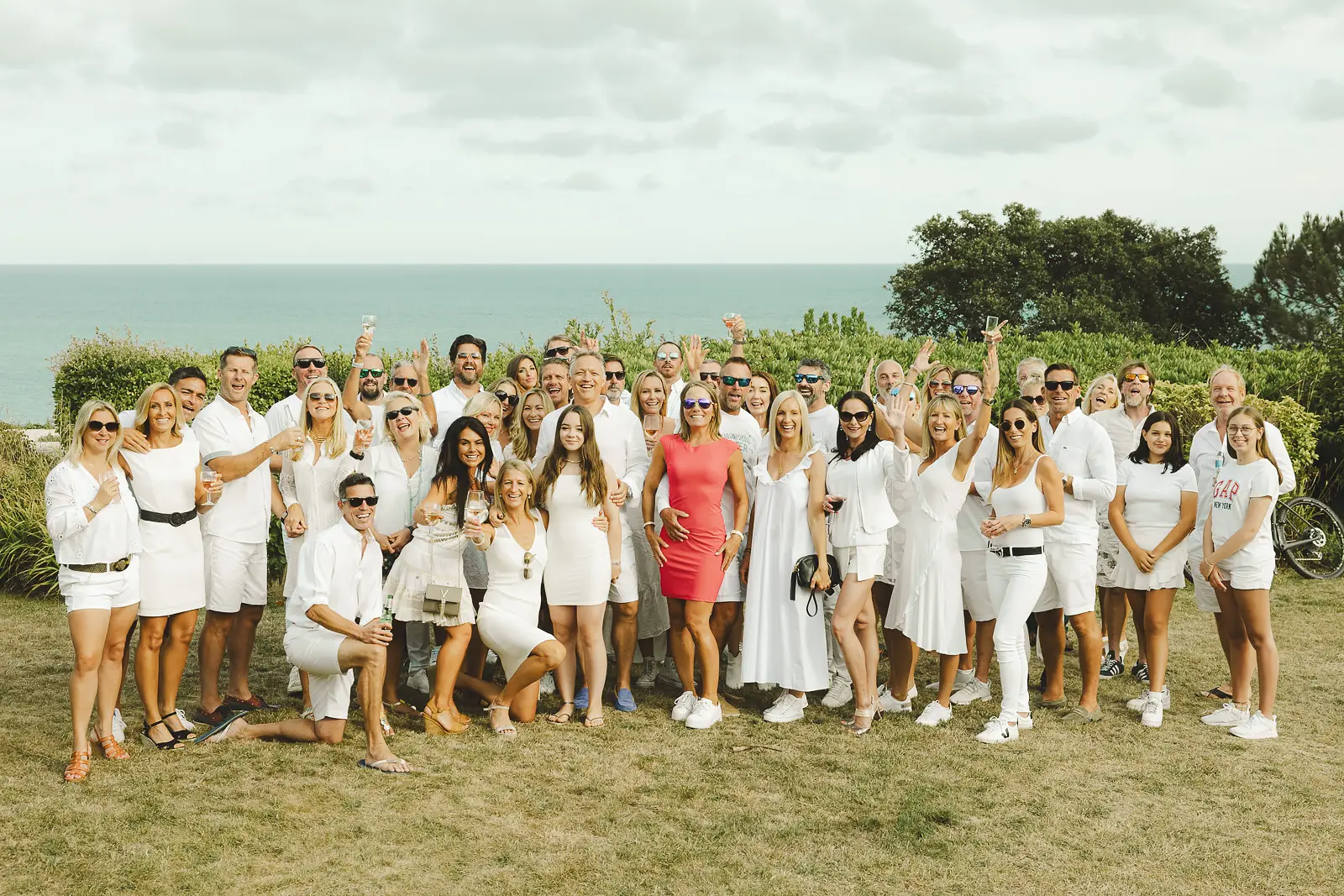 Guests gathered for a group photo at a private 50th birthday party in Poole