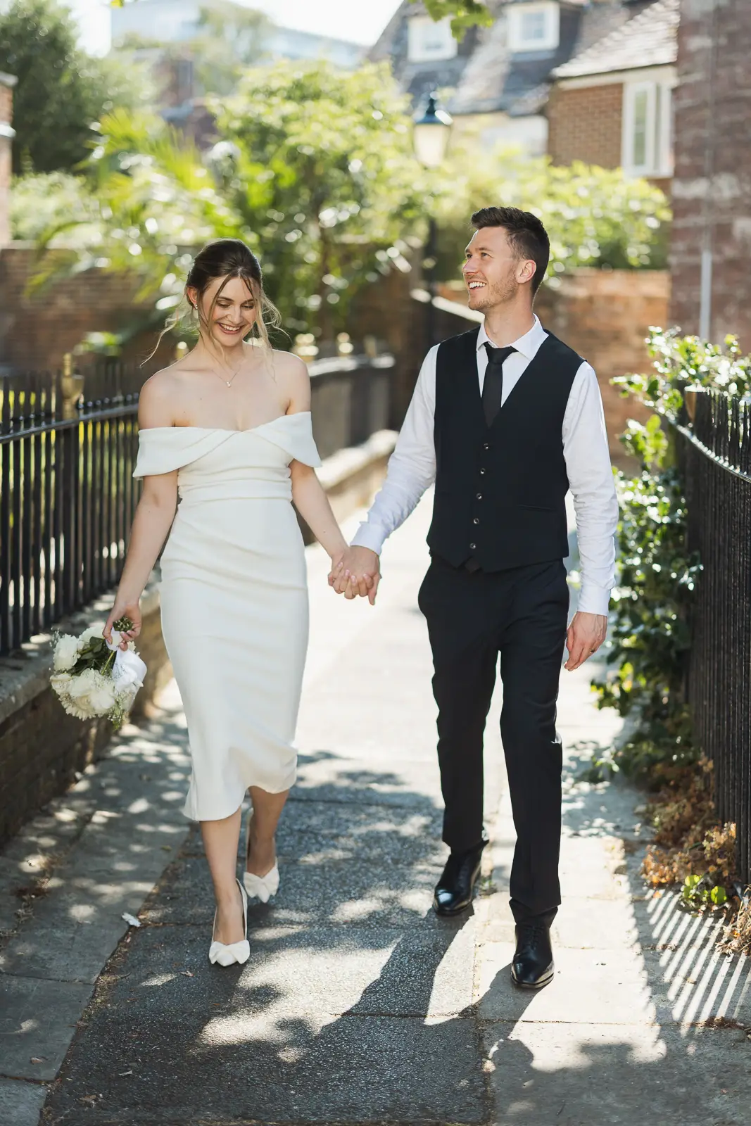 Poole Guildhall wedding portrait of couple in the old town area